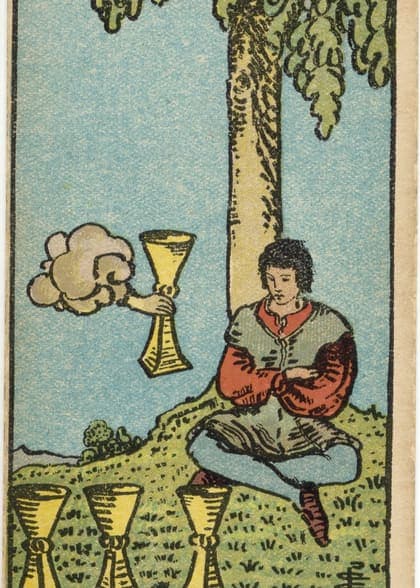 Four of Cups tarot card, upright artwork