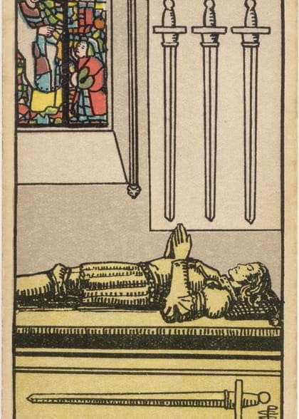 Four of Swords tarot card, upright artwork