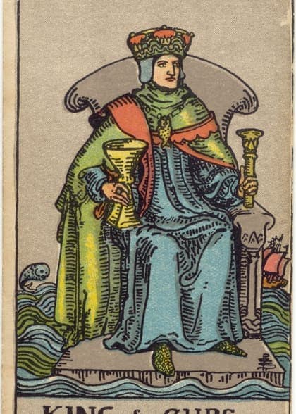 King of Cups tarot card, upright artwork