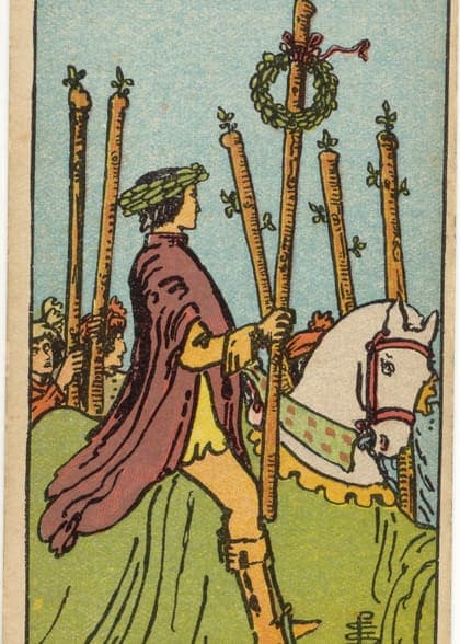 Six of Wands tarot card, upright artwork