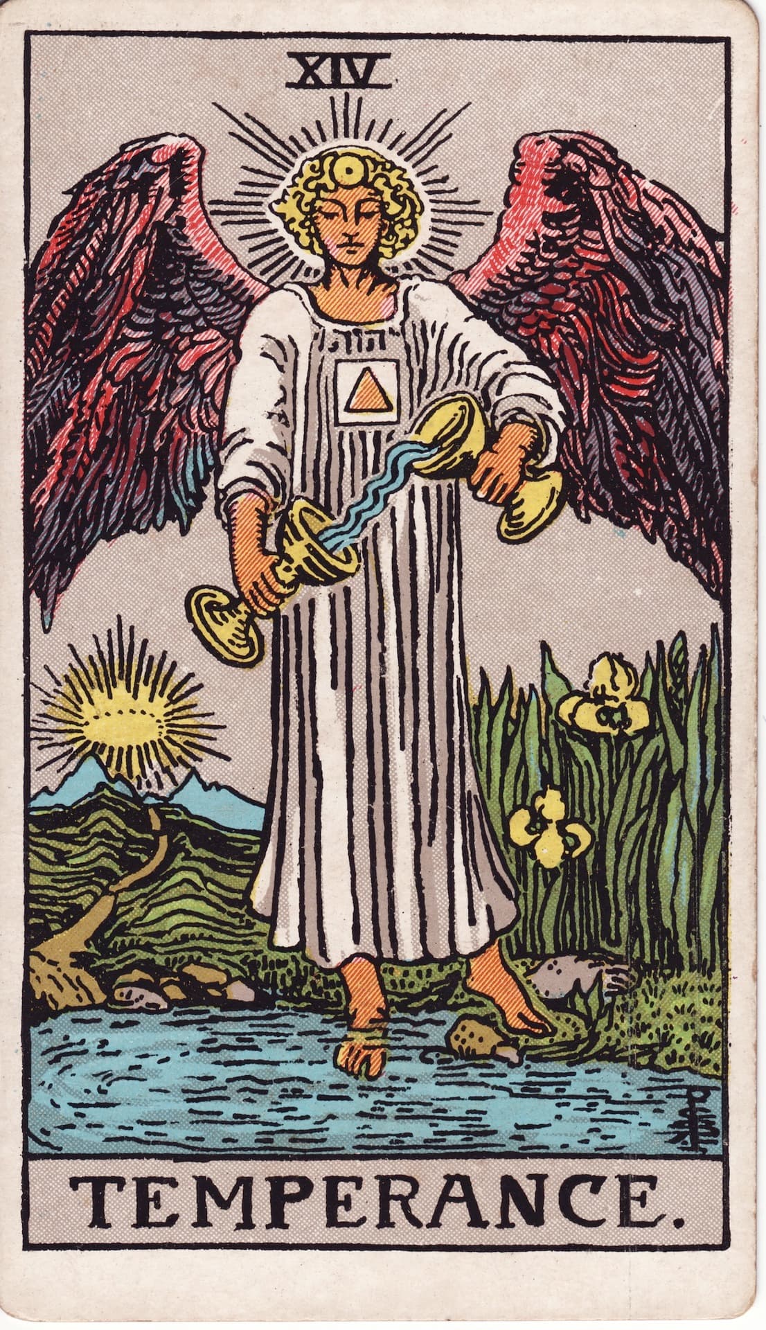 Temperance tarot card, upright artwork