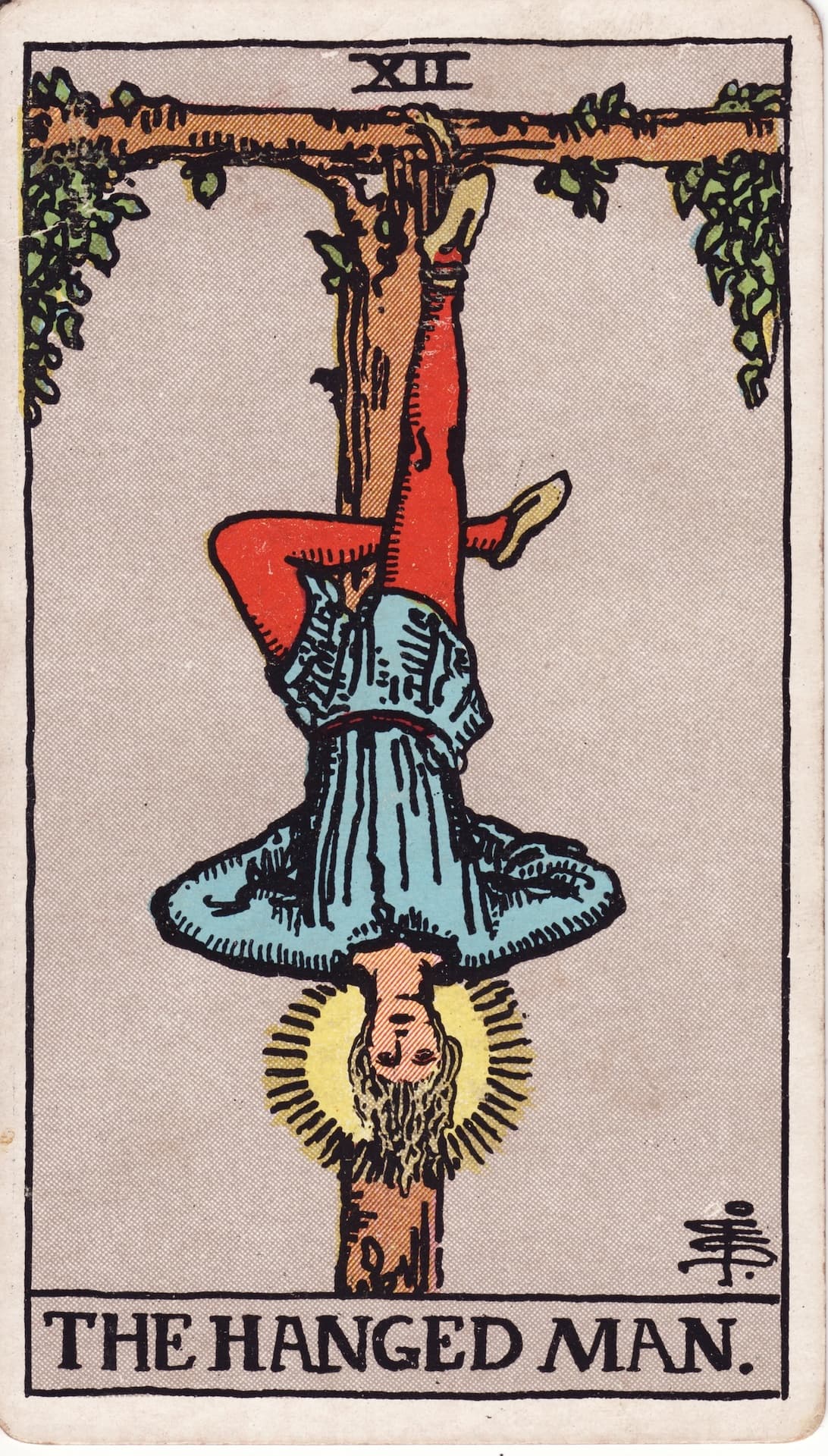 The Hanged Man tarot card, upright artwork