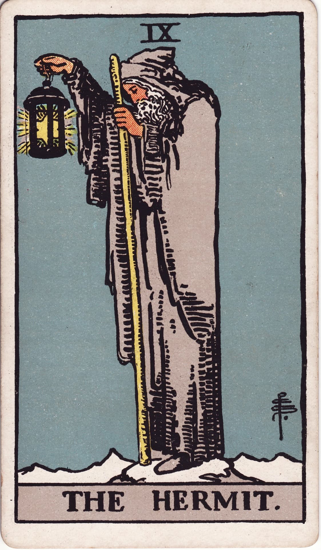 The Hermit tarot card, upright artwork