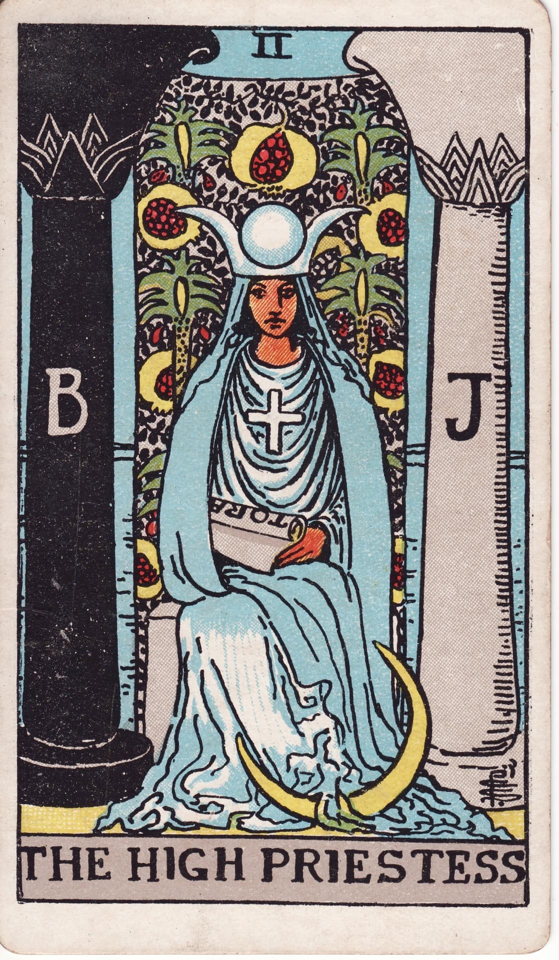 The High Priestess tarot card, upright artwork