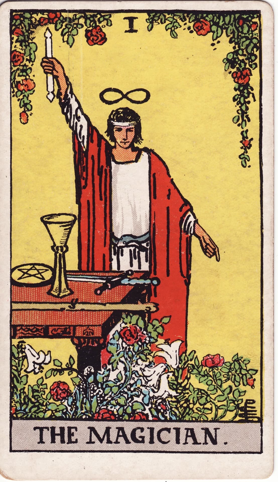 The Magician tarot card, upright artwork