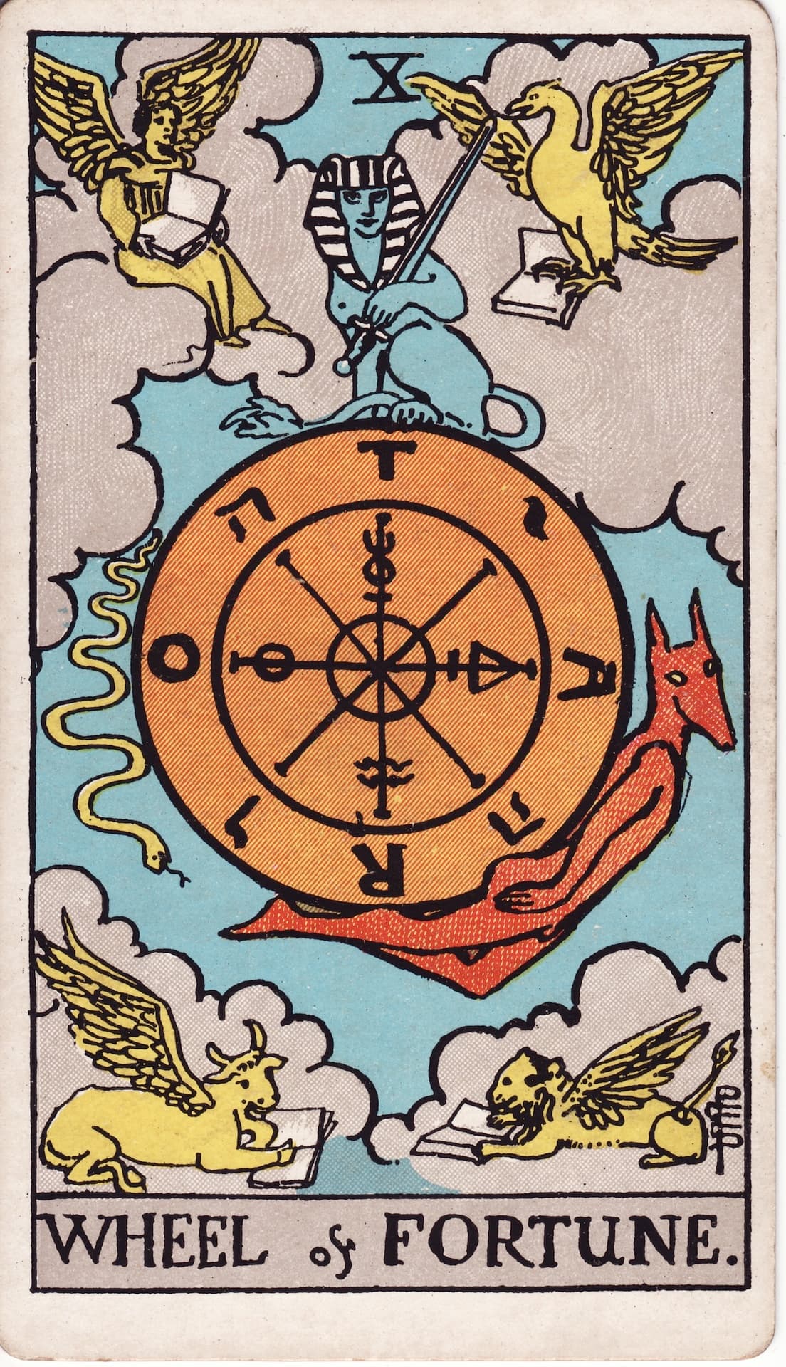 Wheel of Fortune tarot card, upright artwork