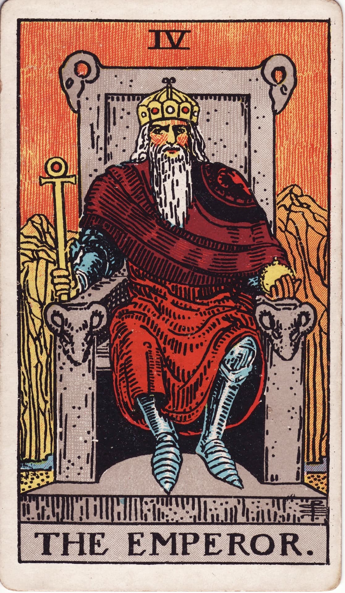 The Emperor tarot card, upright artwork